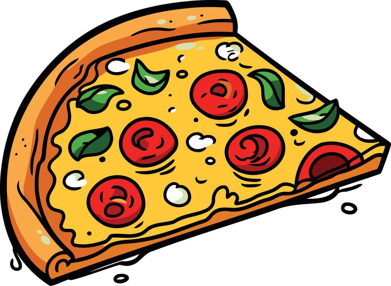 A Single Slice of Pizza with Cheese and Tomato Toppings vector