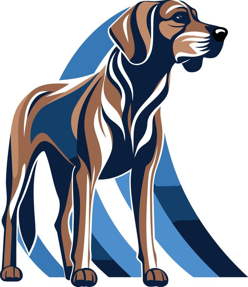 Standing Dog with Blue and Brown Stripes vector