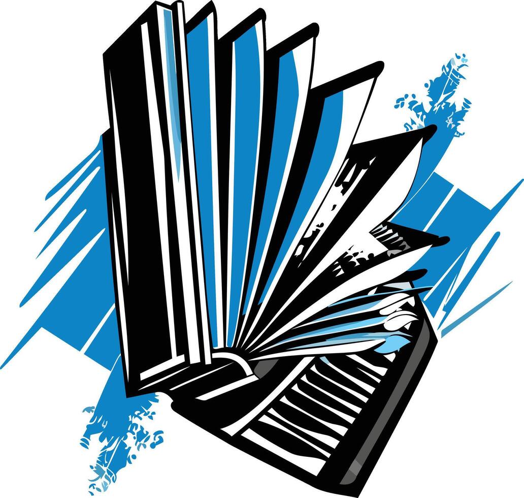 Accordion with Blue and Black Stripes vector