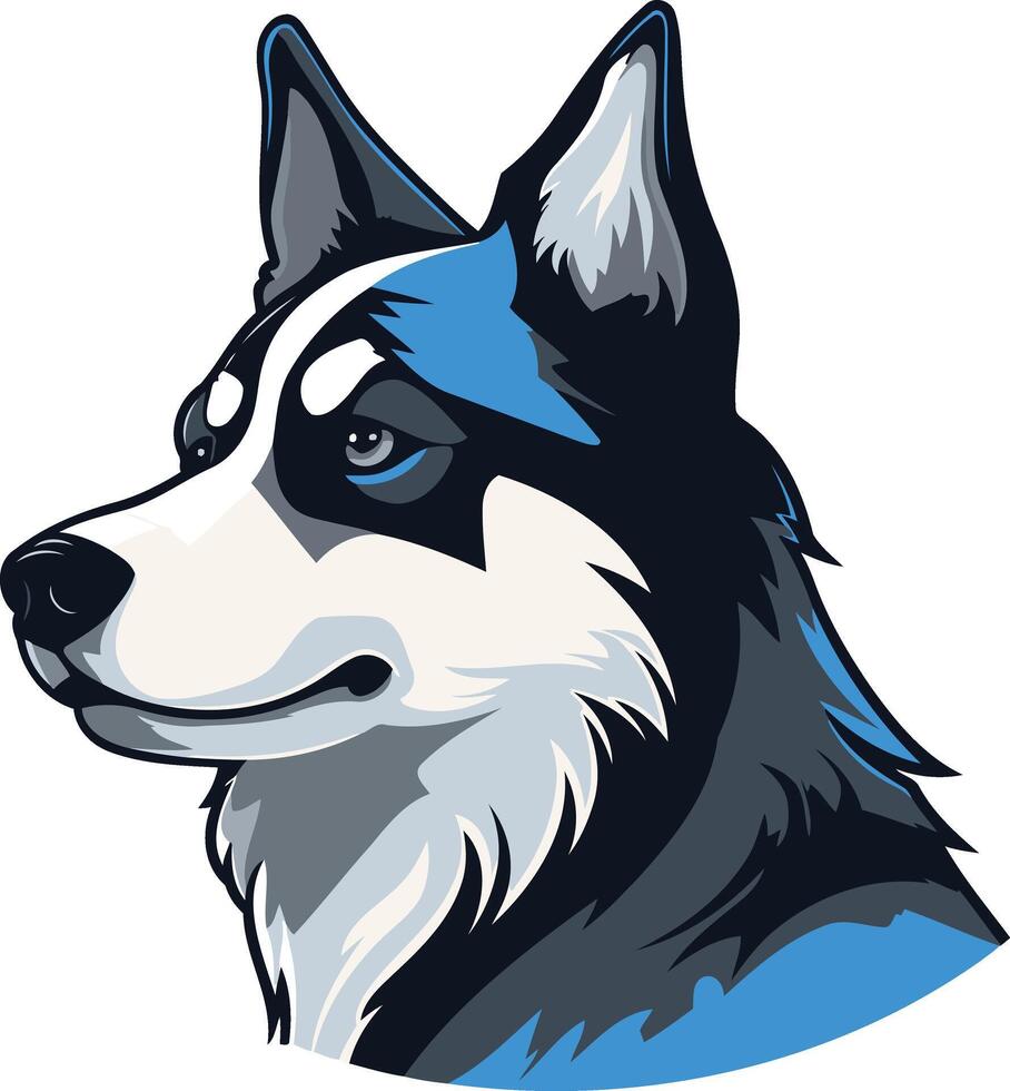 Husky Portrait with a Blue Accent vector