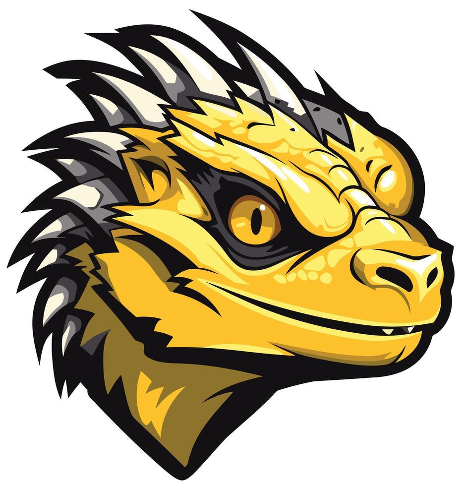 Cartoon Lizard with Yellow Scales and Spiky Crest vector