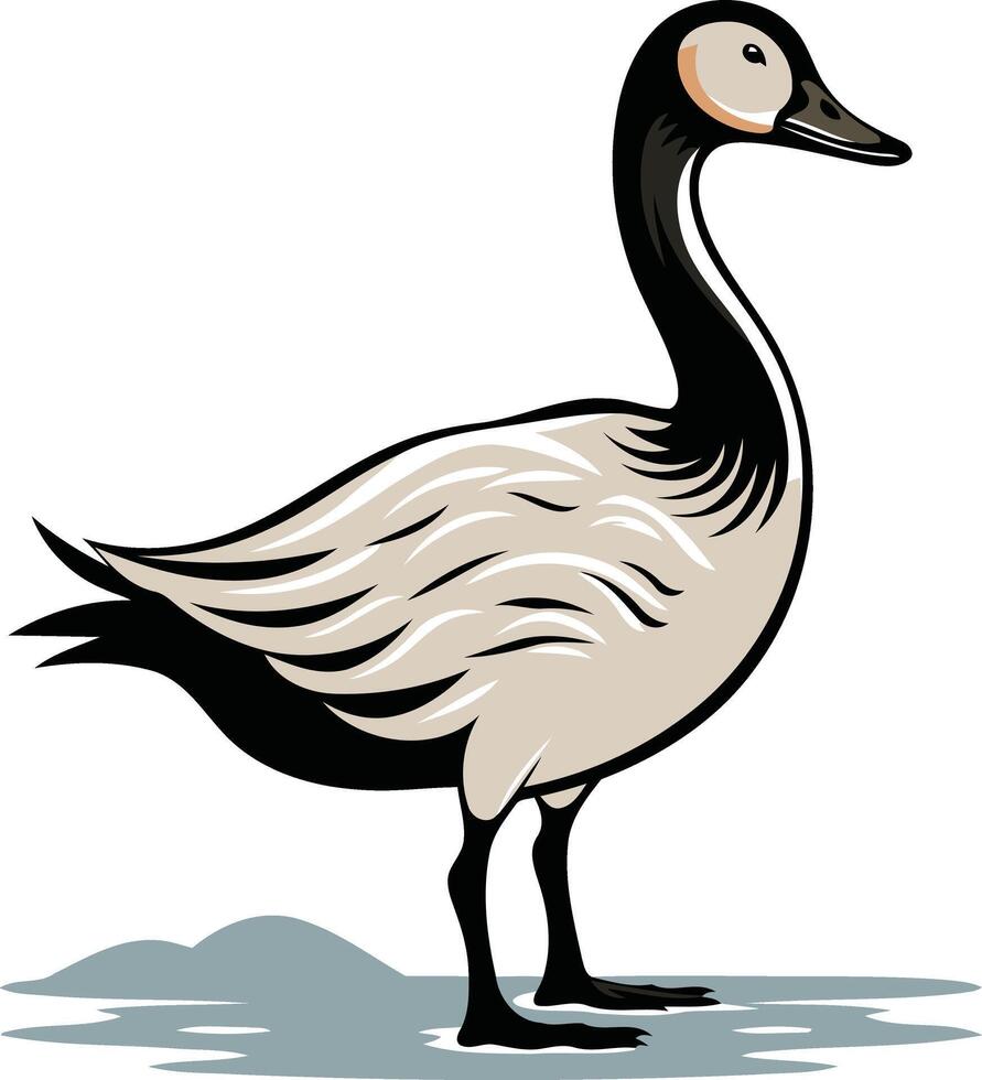 Illustration of a Goose Standing on Water vector