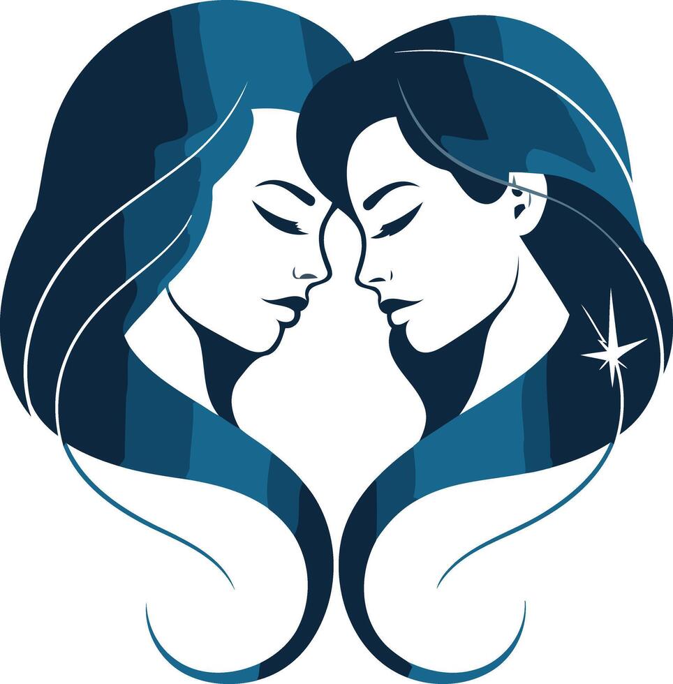 Twin Women in a Heart Shape vector