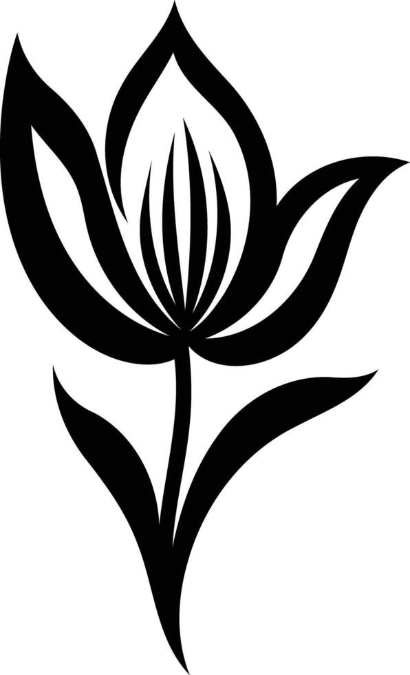 Simple black and white stylized flower illustration, perfect for minimalist designs, tattoos, and branding vector