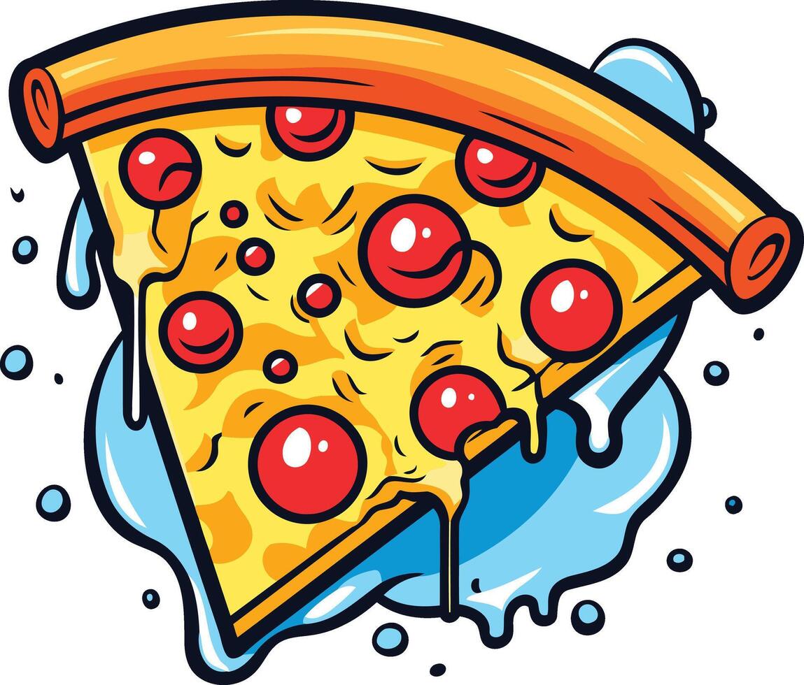 Pizza Slice with Melted Cheese and Pepperoni vector