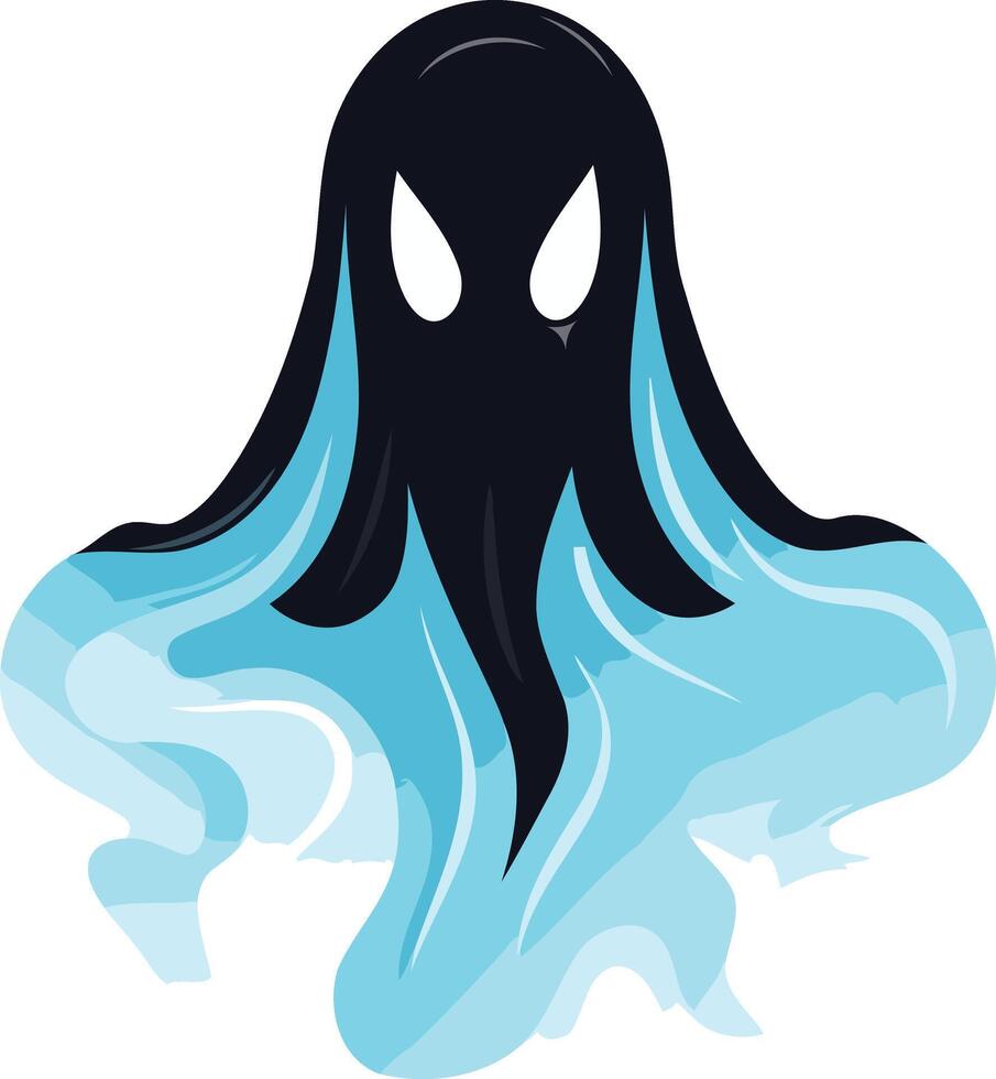 Ghostly Figure with Blue and Black vector