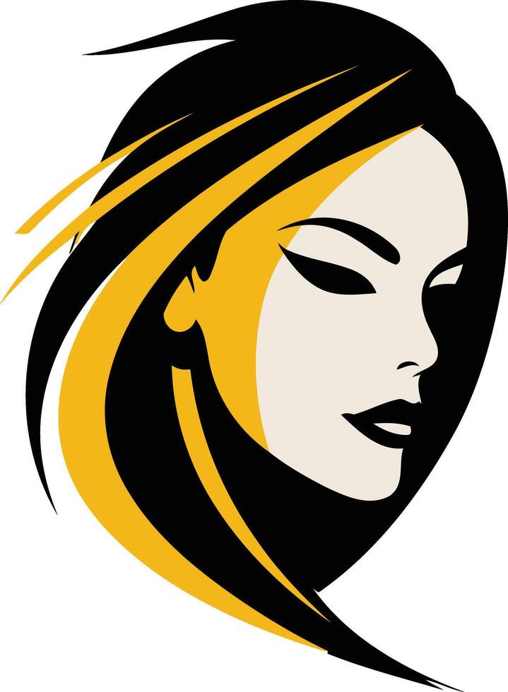 Abstract Portrait of a Woman with Long Hair vector