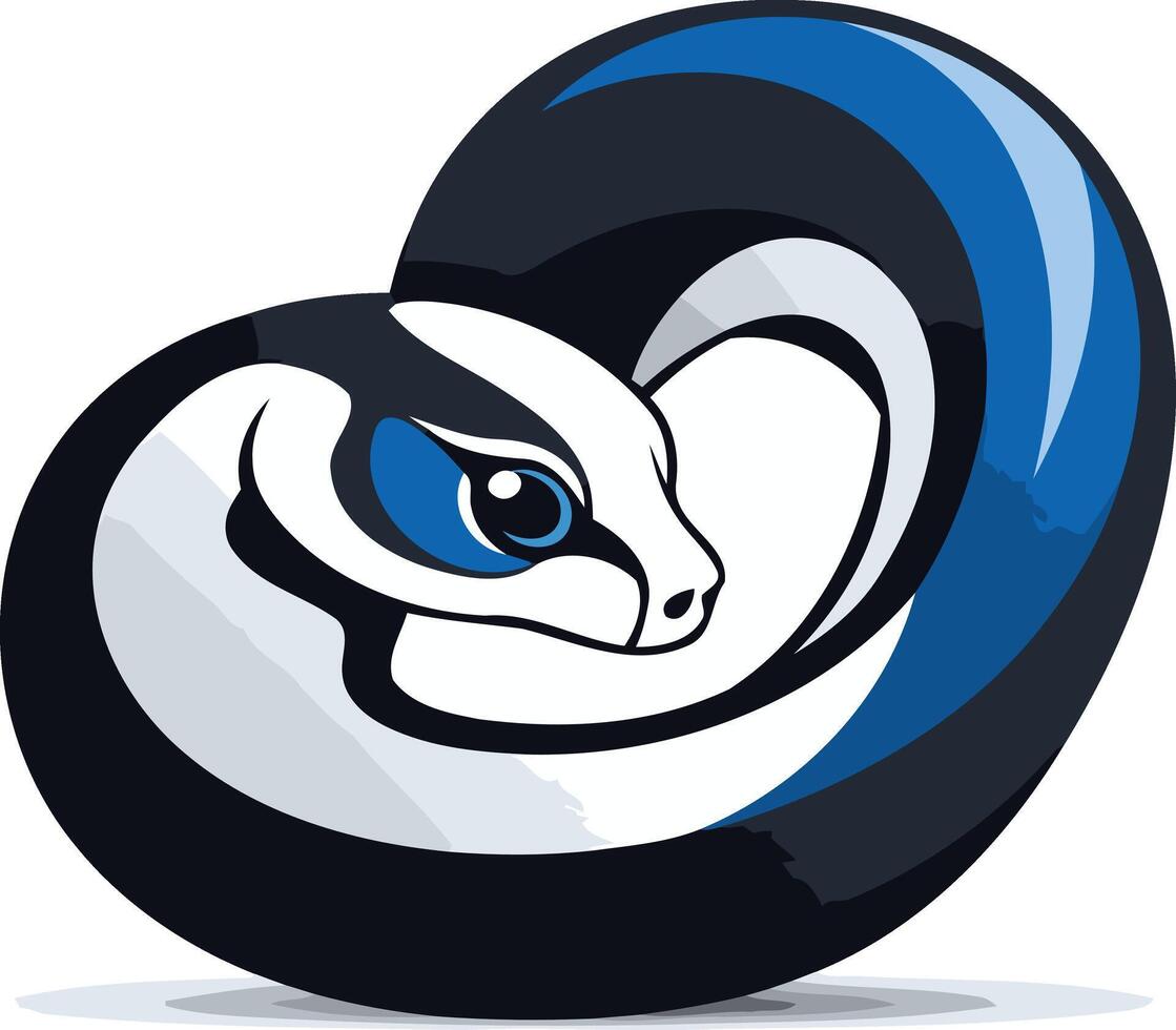 Coiled Snake with Blue Eyes Logo Design vector