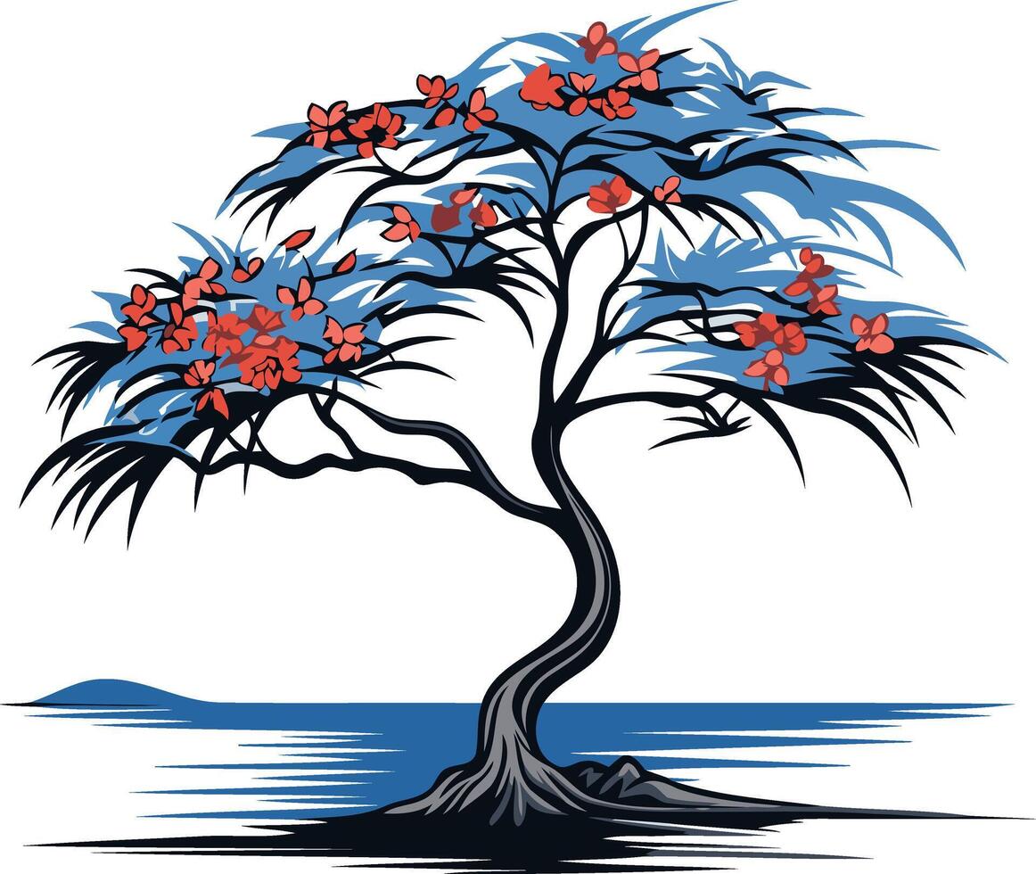 Blue Tree on Water vector
