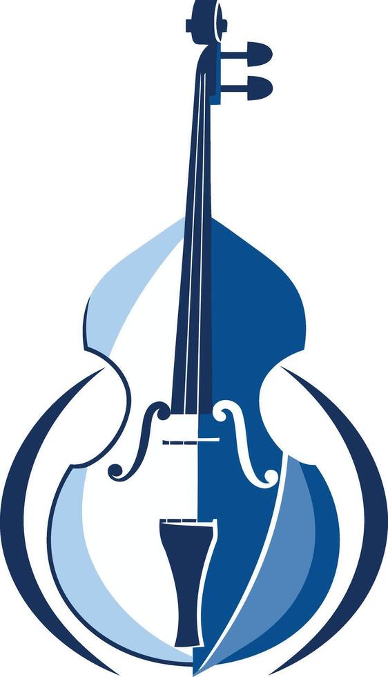 Stylized Blue Double Bass vector