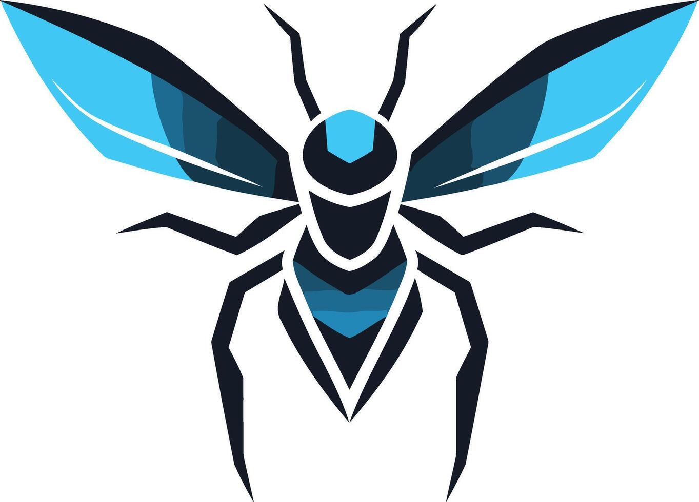 Stylized Blue and Black Wasp Illustration vector
