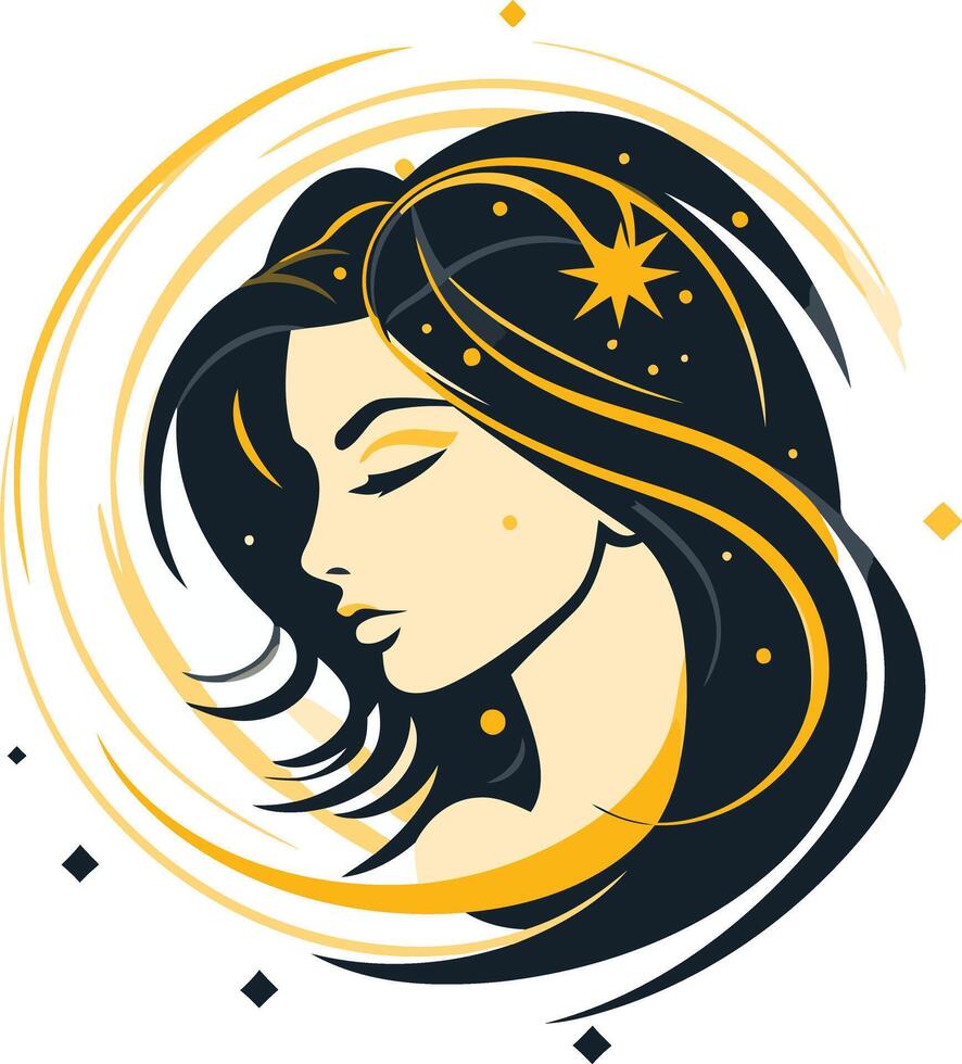 Abstract Portrait of a Woman with Golden Halo vector