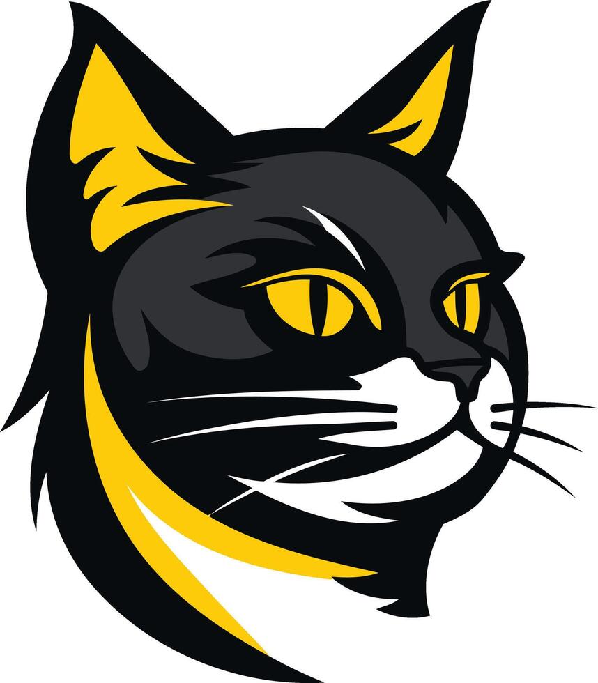 negro gato con amarillo ojos vector