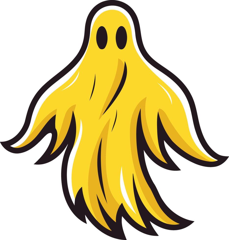 Yellow Ghost Cartoon Illustration vector