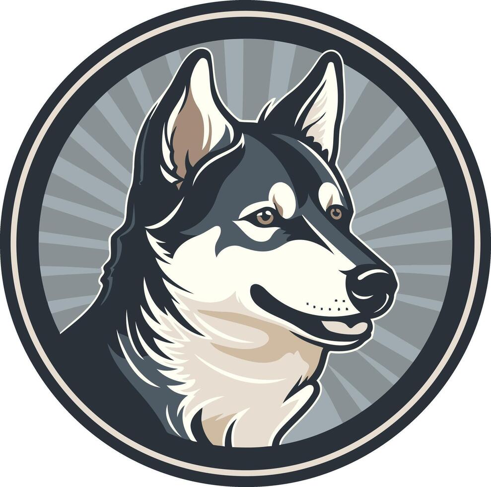 Husky Dog Portrait in a Circle vector