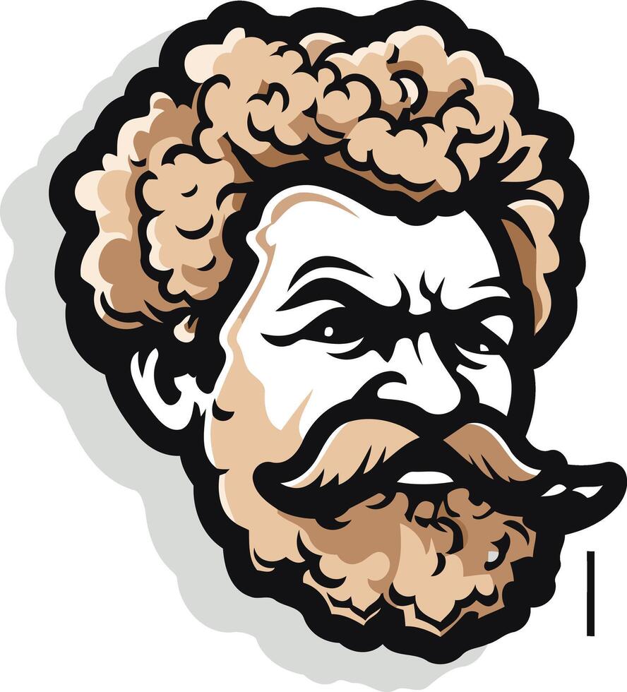 Cartoon Illustration of a Man with a Mustache vector