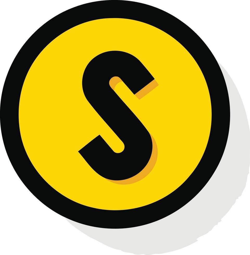 Black Letter S in Yellow Circle vector