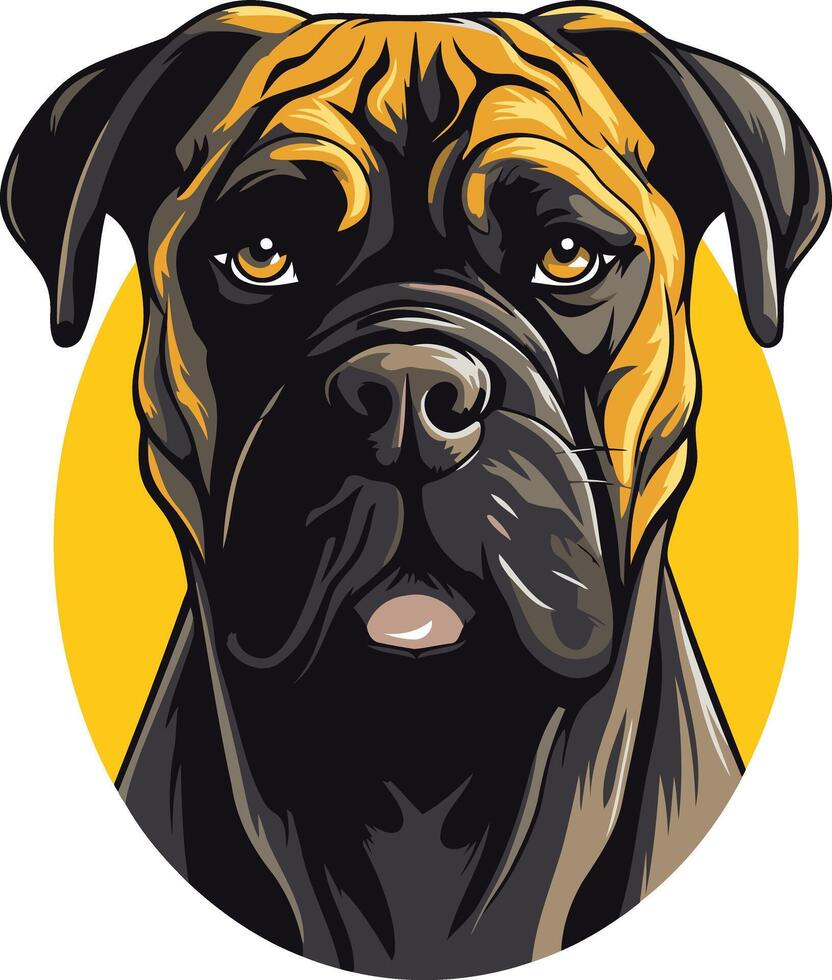 Close up Portrait of a Powerful Bullmastiff vector