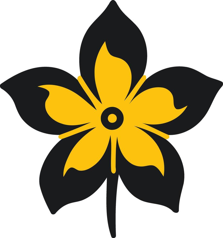 Stylized Yellow Flower with Black Petals vector