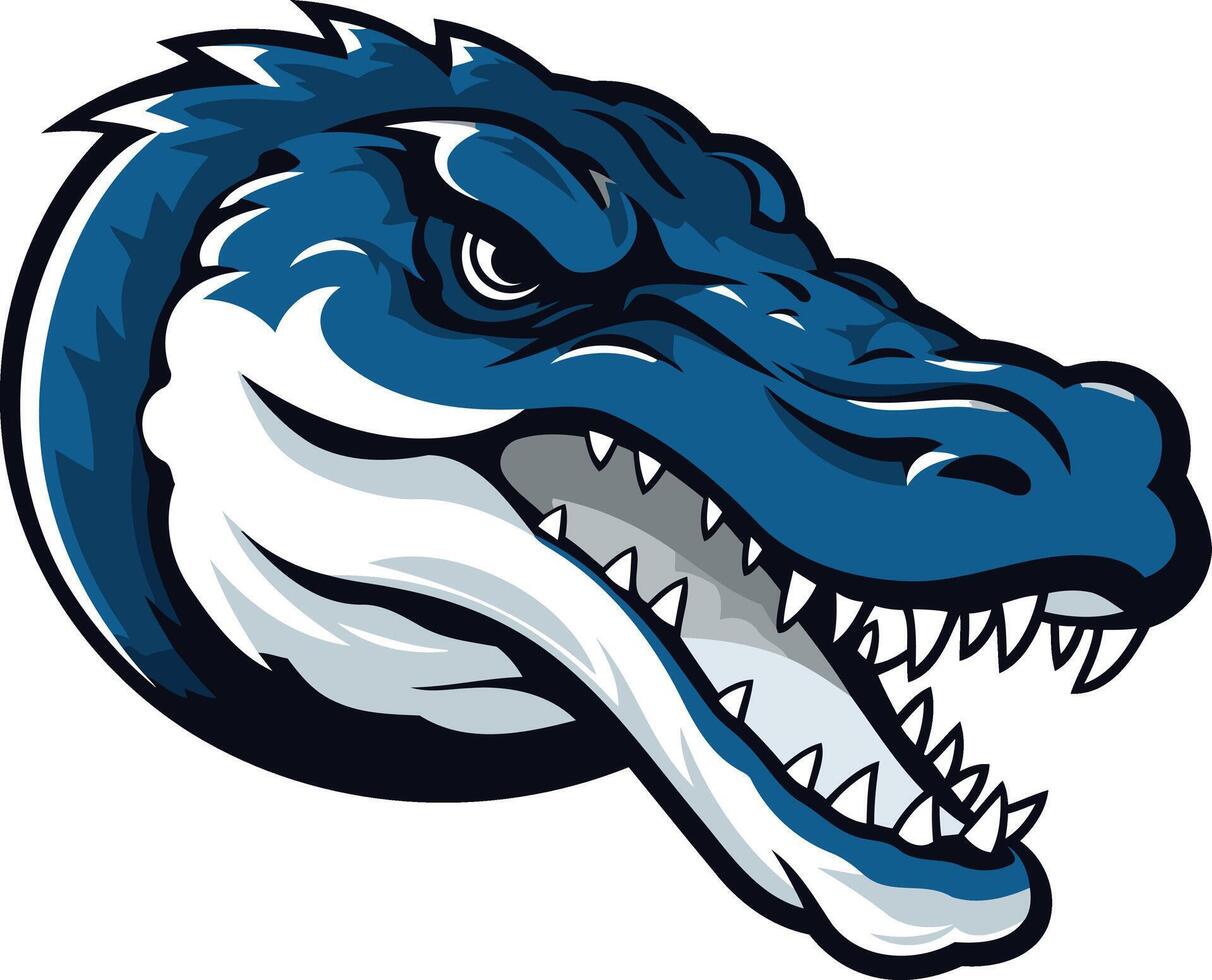 Aggressive Blue Alligator Mascot vector