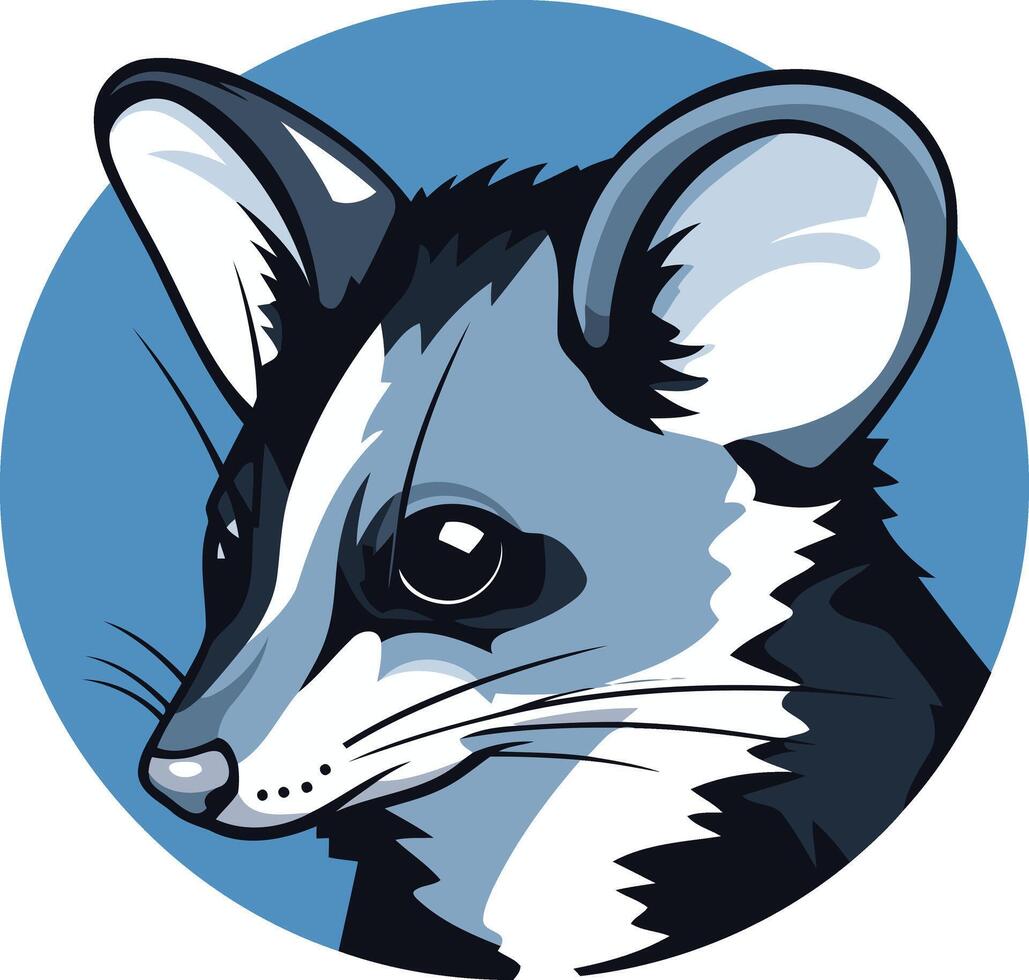 Opossum Portrait in Blue Circle vector