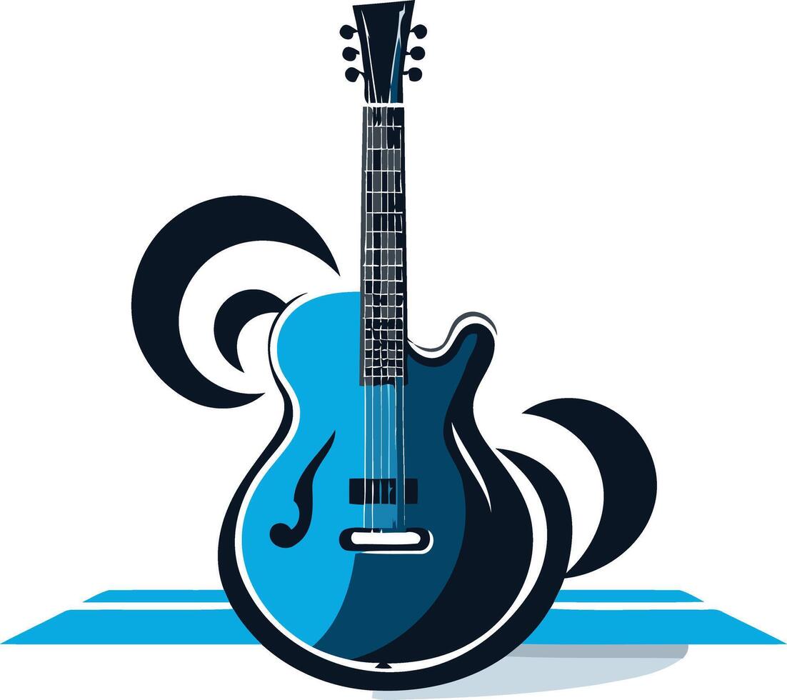 Blue Guitar with Abstract Design vector