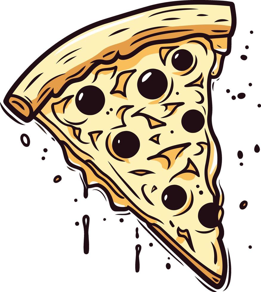A Delicious Slice of Pizza with Olives vector