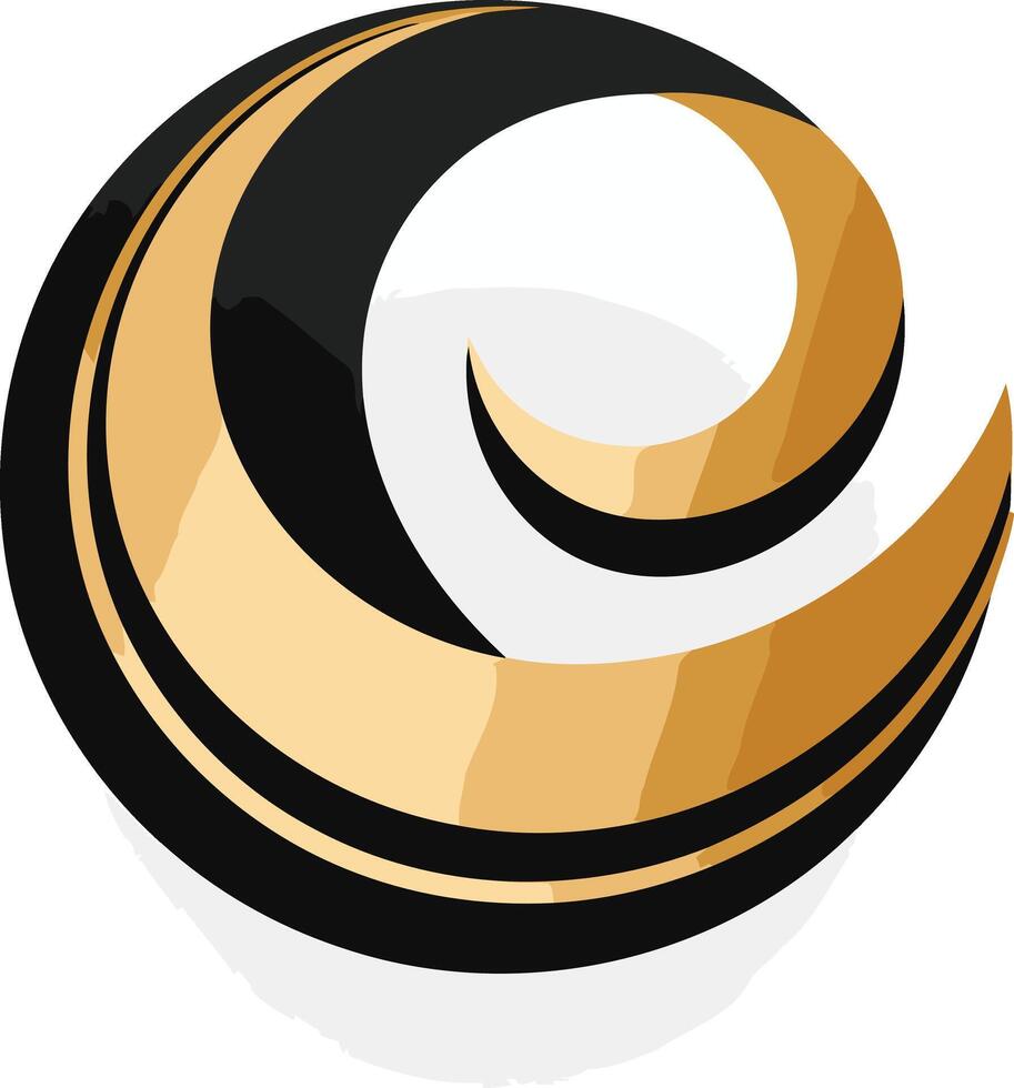 Abstract Circular Logo with Black and Gold Swirls vector