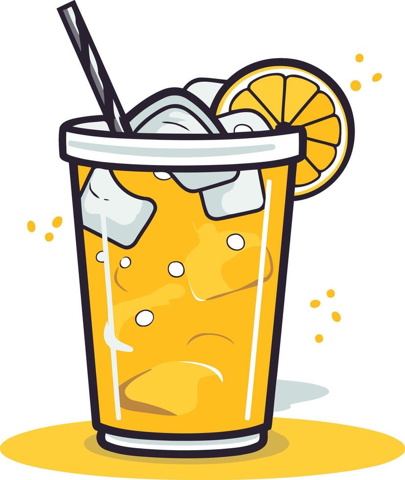 Refreshing Orange Juice with Ice Cubes vector