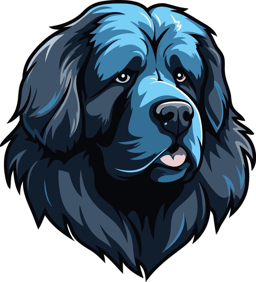 Newfoundland Dog Portrait in Blue Tones vector