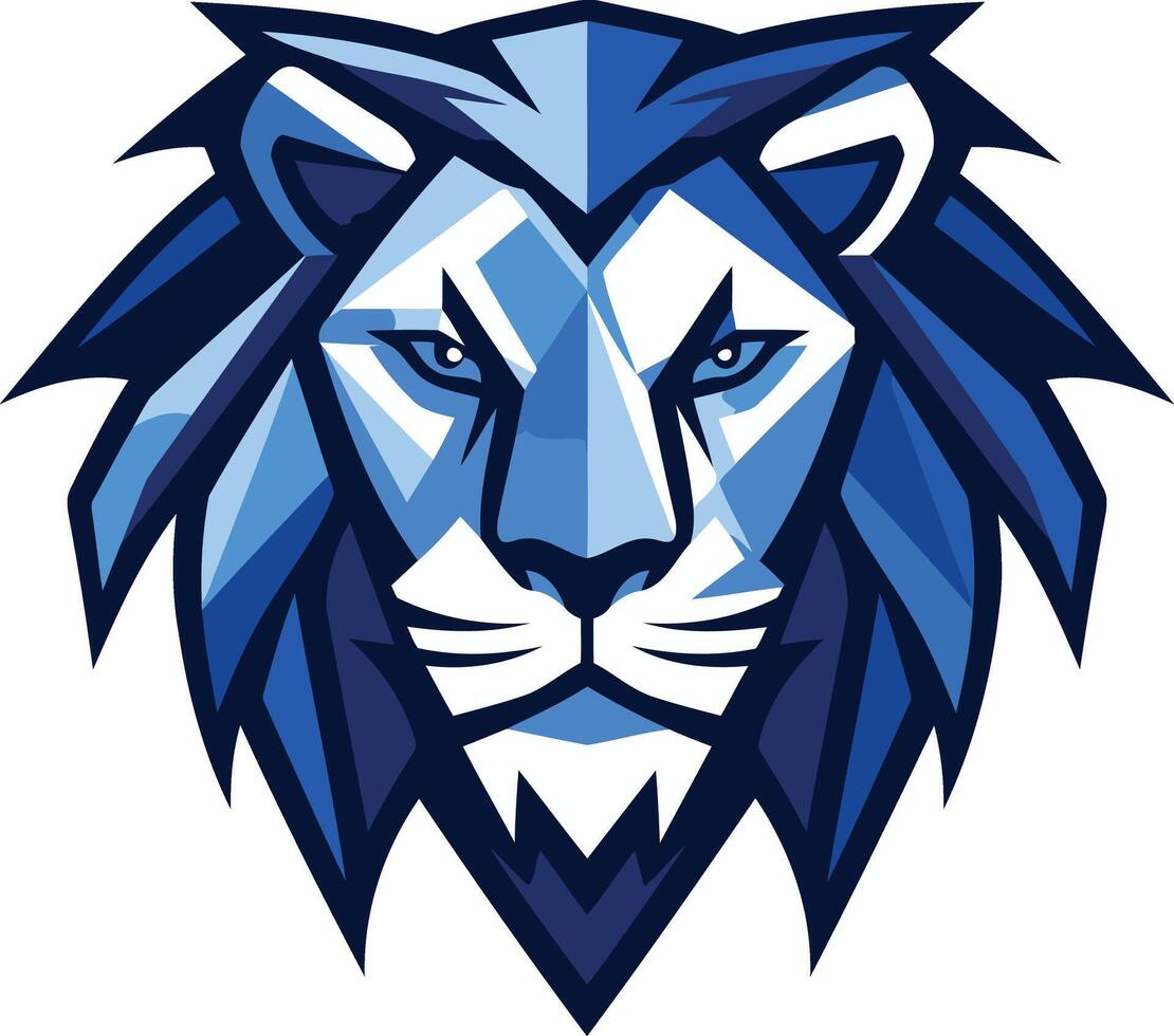 Geometric Blue Lion Head Logo vector