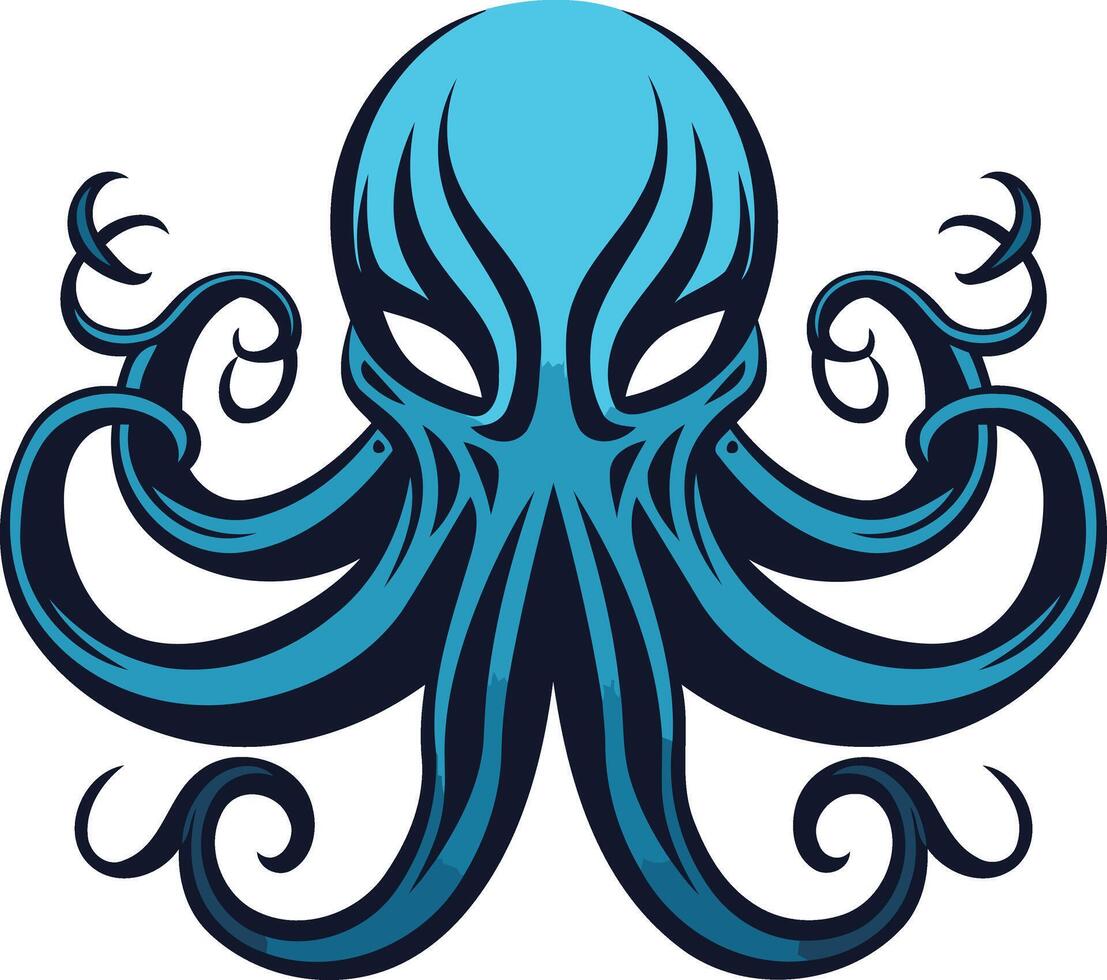 Blue Octopus Illustration with Swirling Tentacles vector