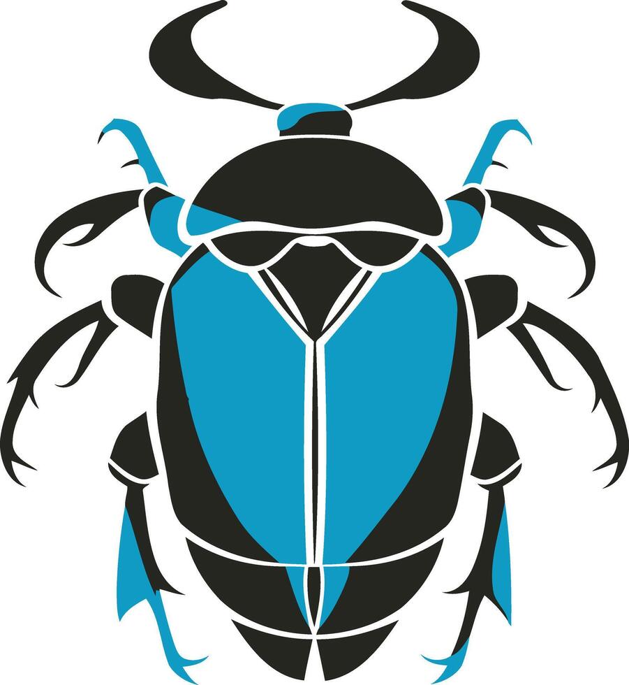 Blue and Black Beetle Silhouette vector