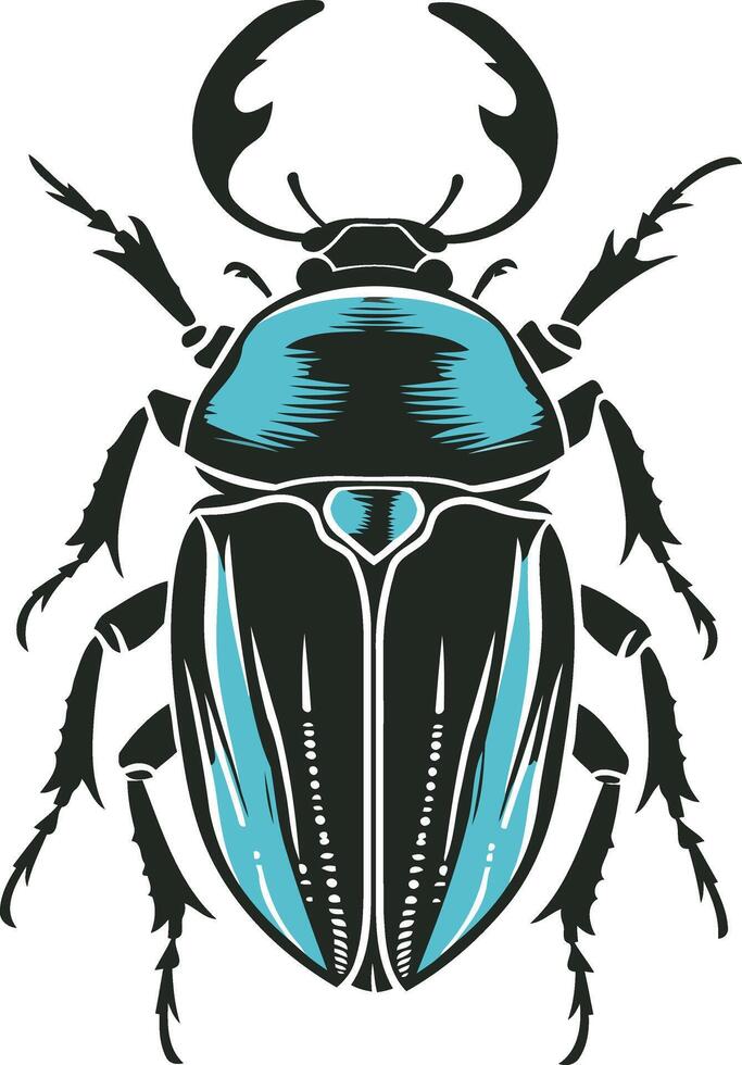 Black and Blue Beetle Illustration vector