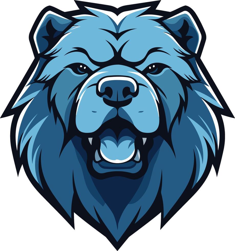 Blue Bear Mascot with a Ferocious Expression vector