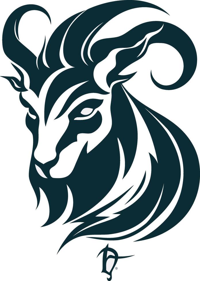 Stylized Goat Head Illustration vector