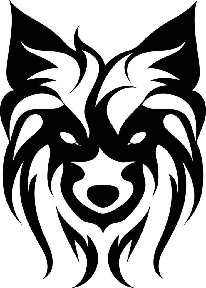 A bold, tribal style wolf head logo design vector