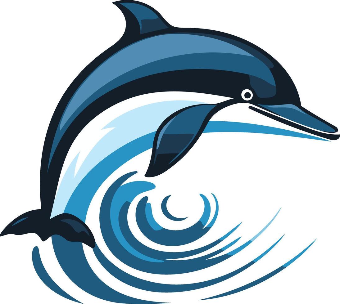 Blue Dolphin Leaping Through a Wave vector