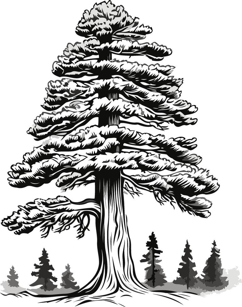 Hand Drawn Illustration of a Majestic Pine Tree vector