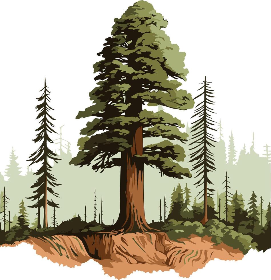 Majestic Redwood Tree in a Forest vector