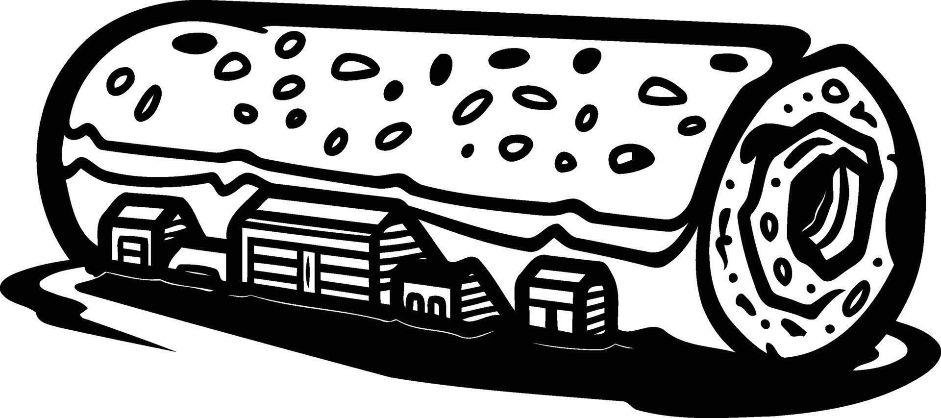 A whimsical illustration of a log cabin hidden within a giant log, perfect for adding a touch of fun to home decor or crafting projects vector
