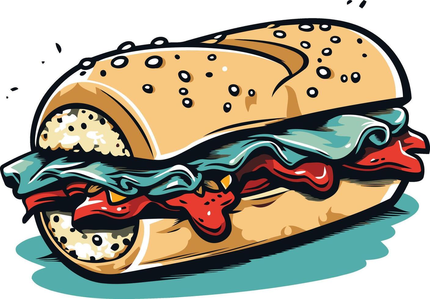 Cartoon Illustration of a Delicious Sandwich vector
