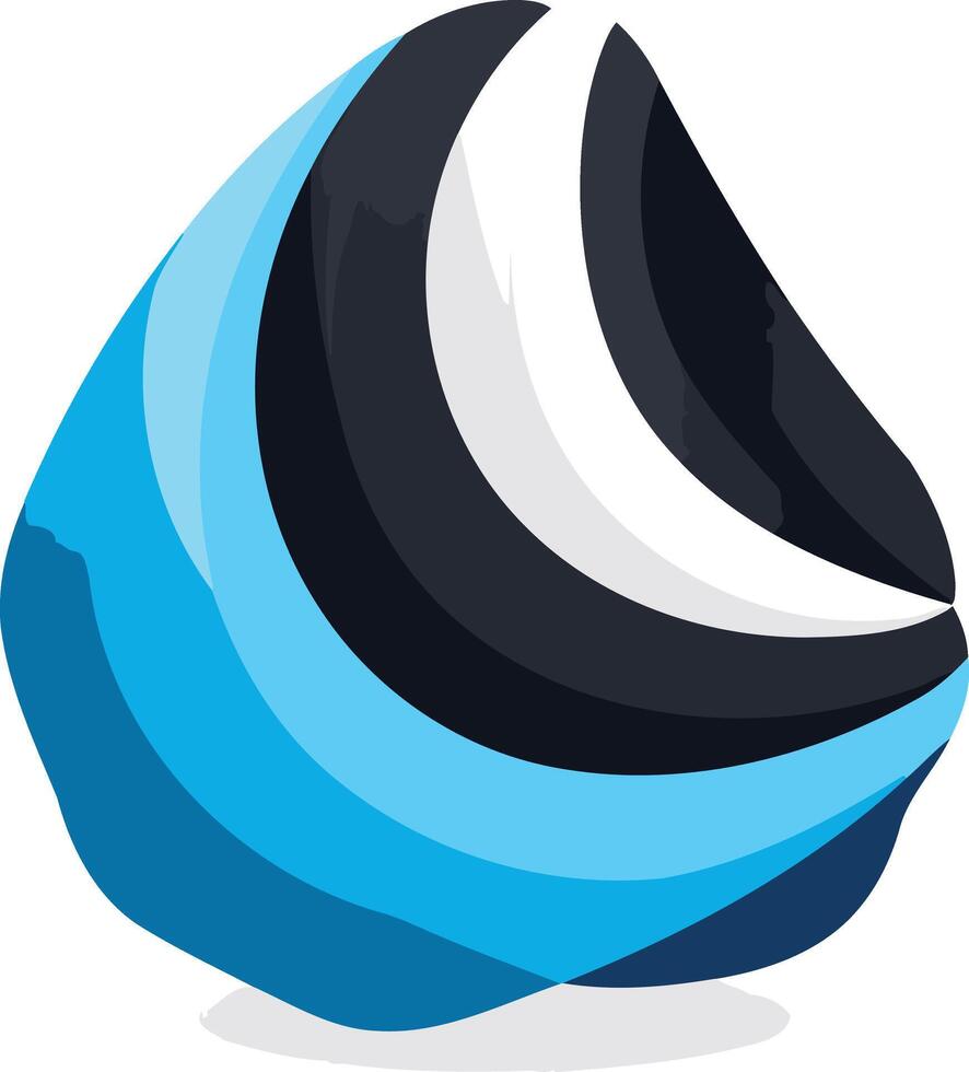 Abstract Blue, White and Black Curved Shape vector