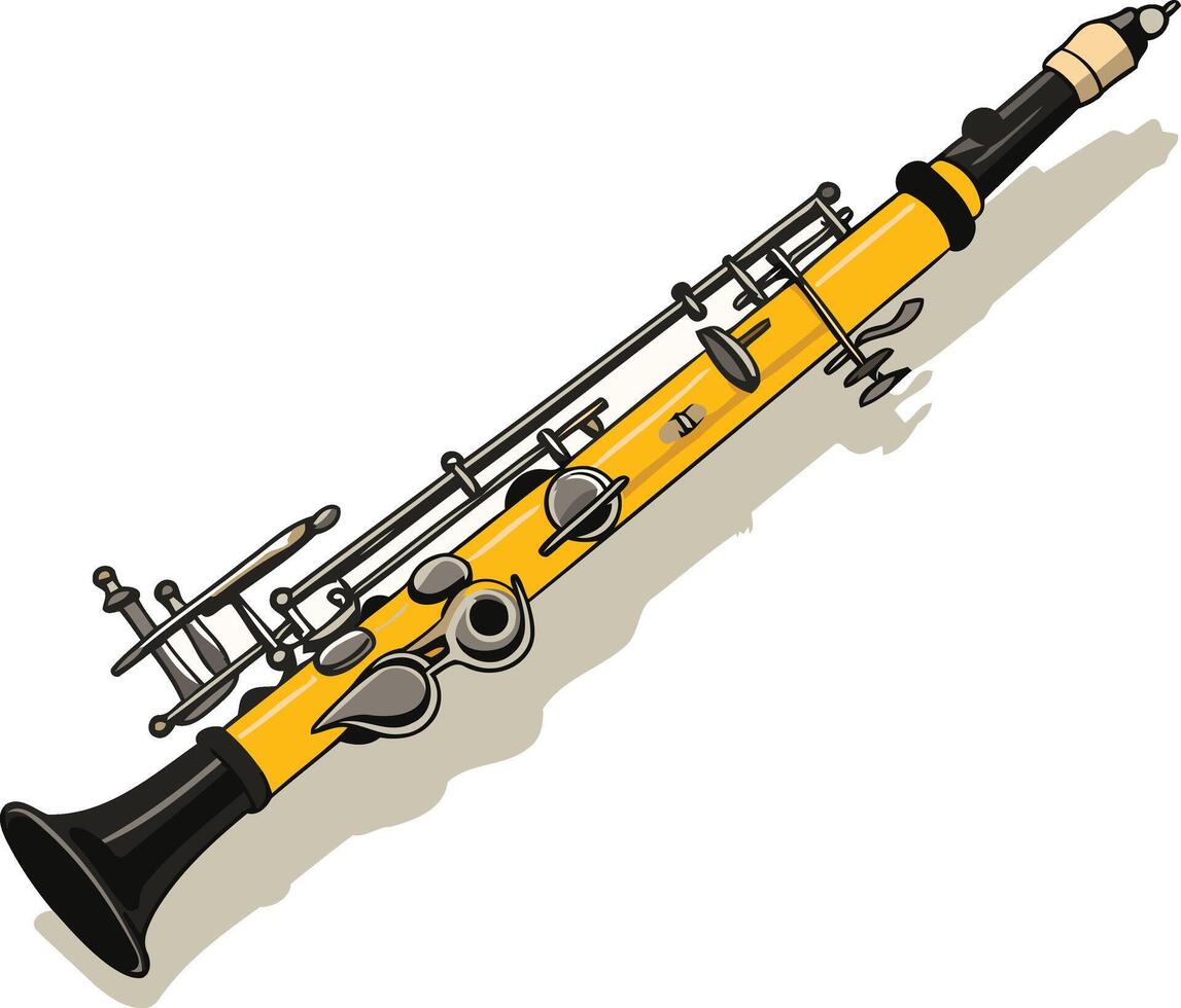 Yellow Oboe with Black Mouthpiece and Keys vector