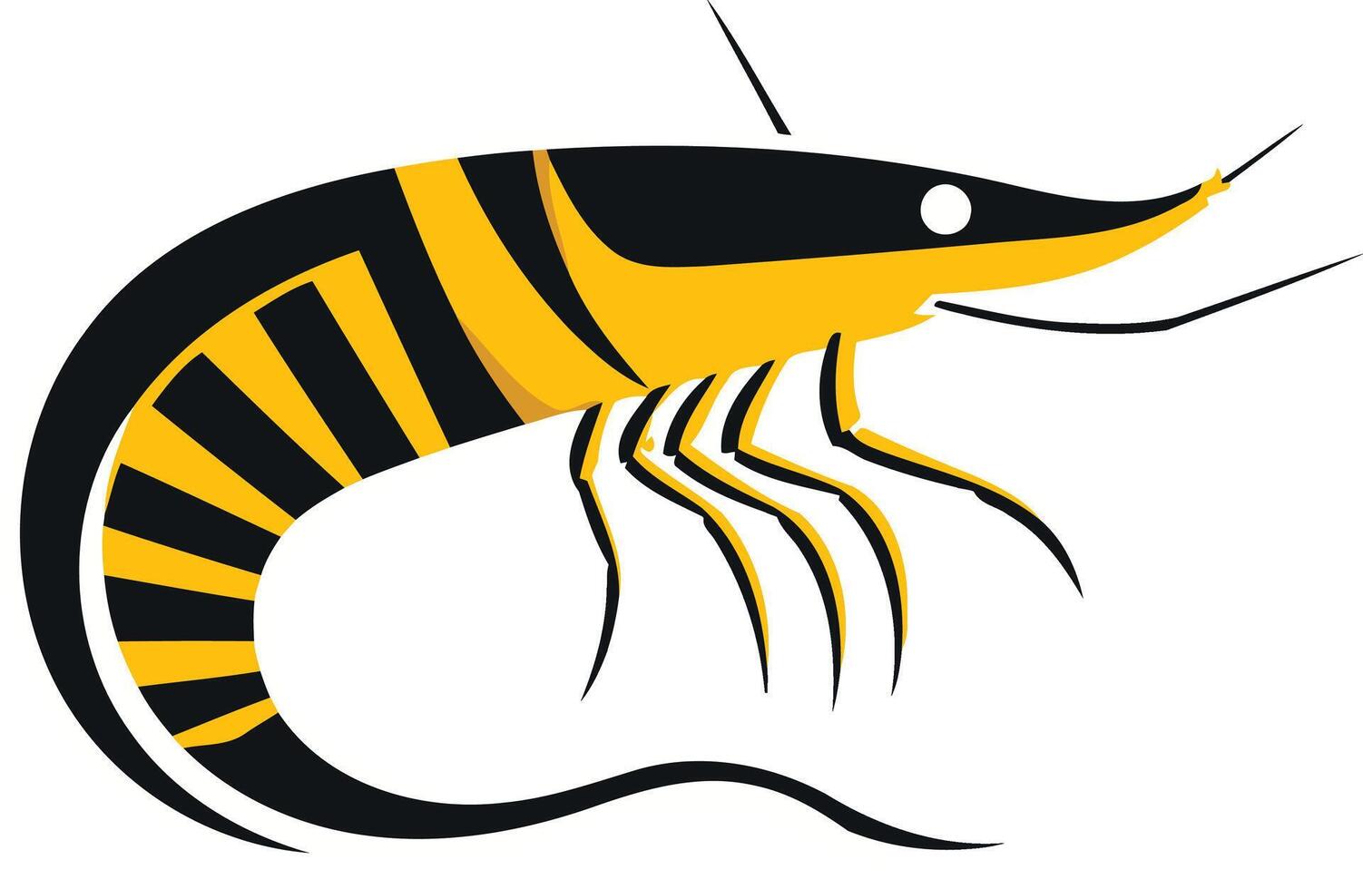 Black and Yellow Shrimp Illustration vector