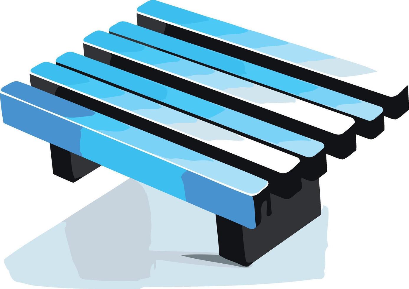 Blue Wooden Bench with White Stripes vector