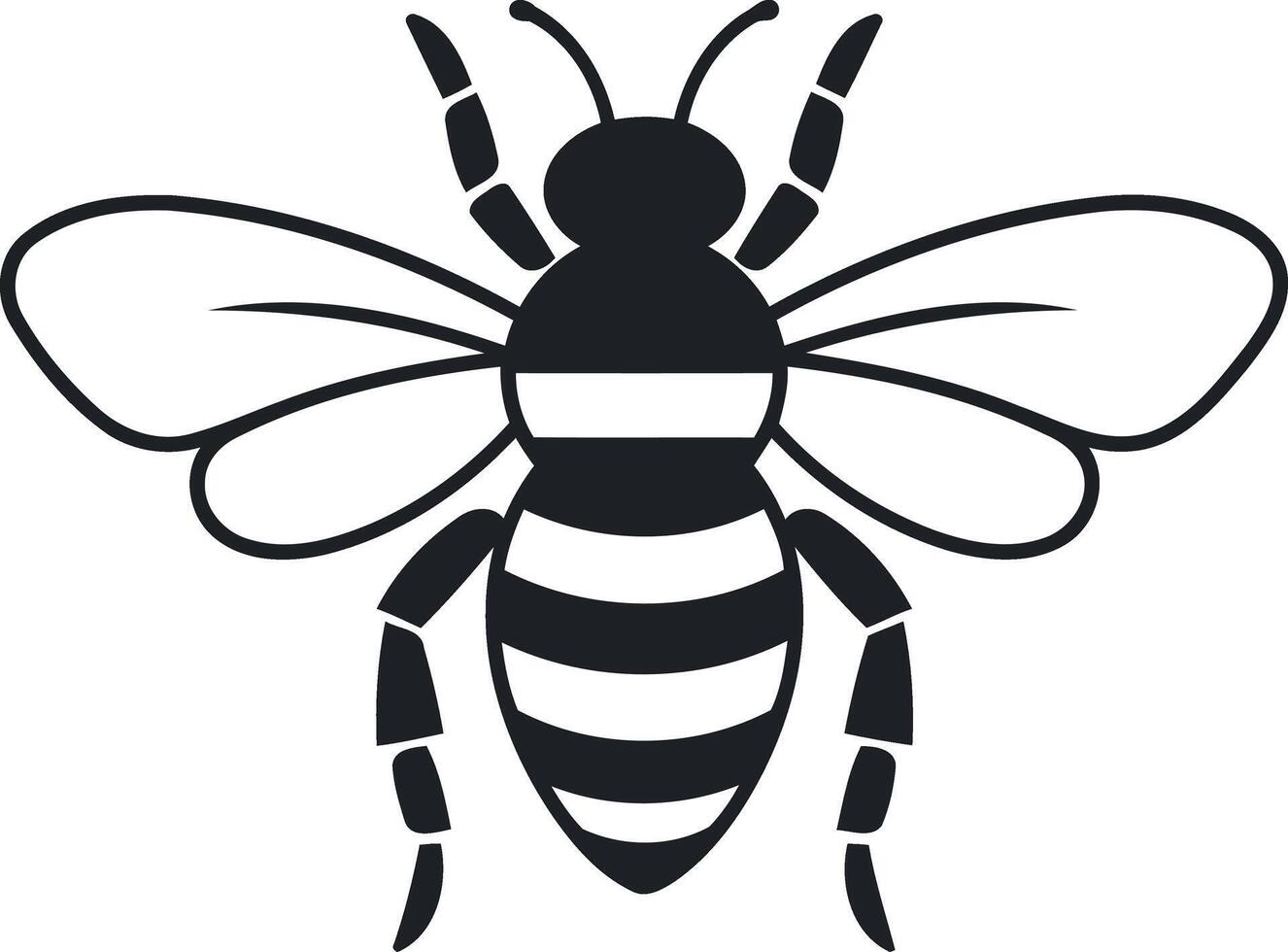 Black and White Bee Illustration vector