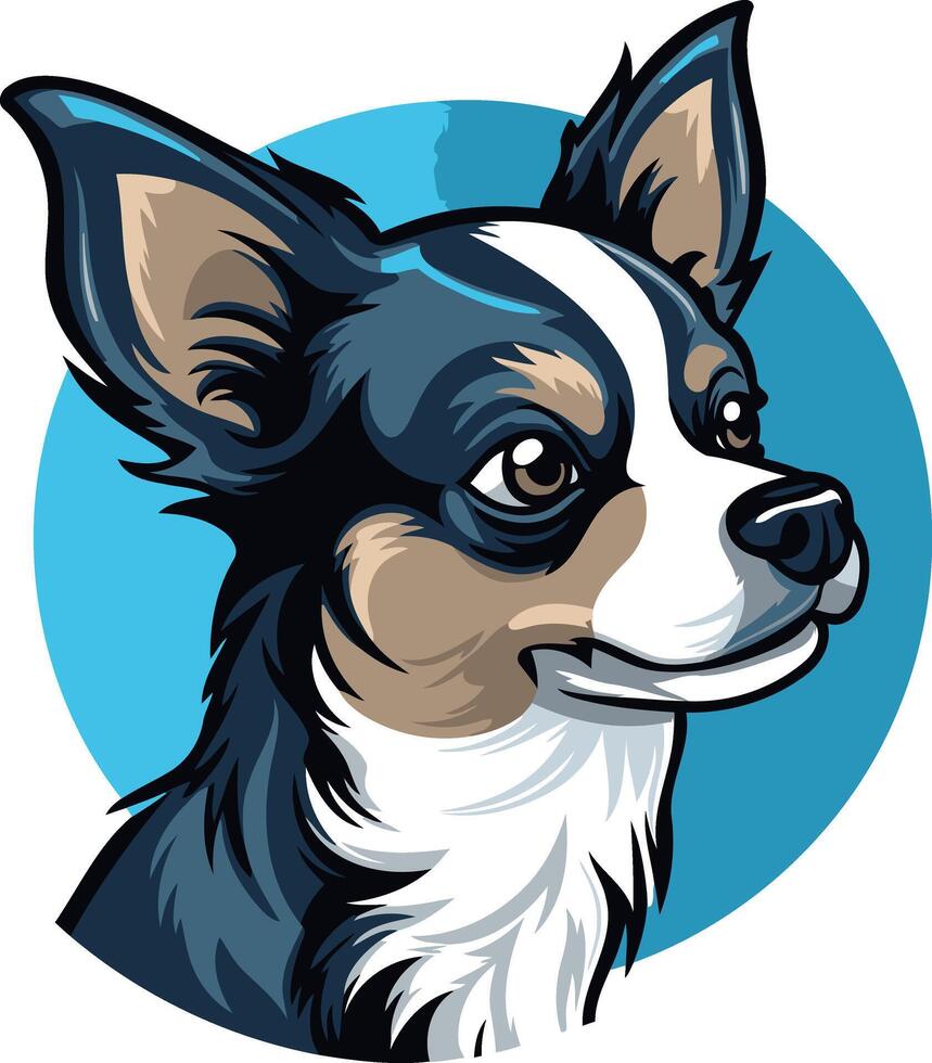 Portrait of a Chihuahua with Blue and White Fur vector