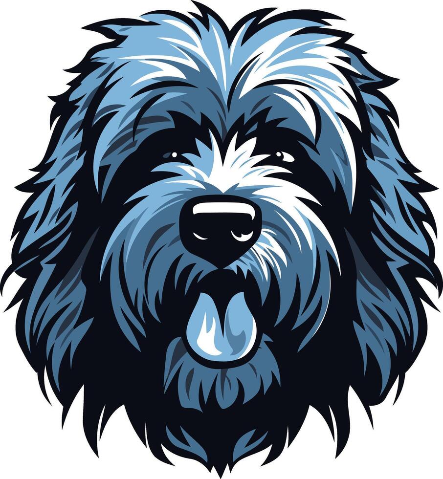 Blue-Tinted Doodle Dog Portrait vector