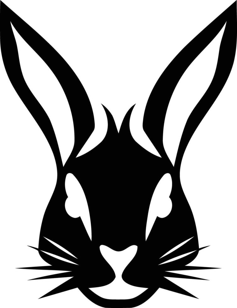 A minimalist black and white illustration of a rabbit's face, perfect for branding, logos, and design projects vector